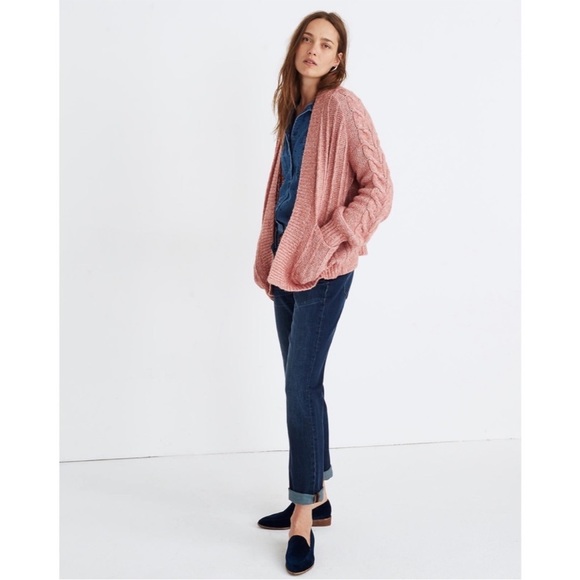 Madewell Bubble-Sleeve Cableknit Open-Front Cardigan Sweater - Picture 2 of 6